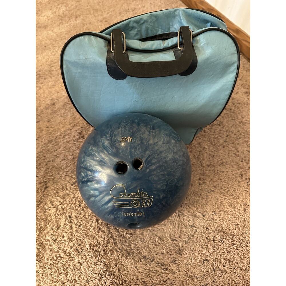 Blue Columbia 300 Engraved “Amy” Bowling Ball And Brunswick Scovill Bag Case